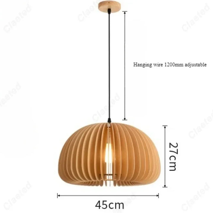 Creative Wooden LED Pendant Light – Vintage Modern Ceiling Lamp
