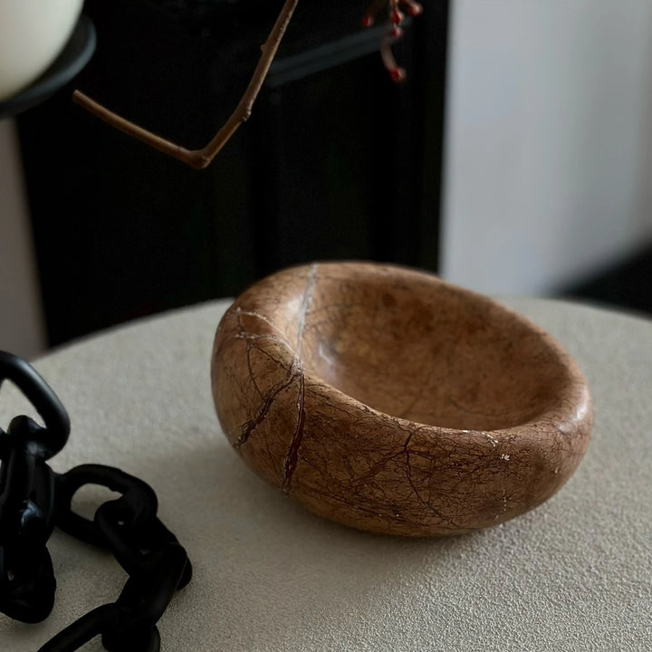 Brown Marble Bird’s Nest Bowl for Decor & Storage