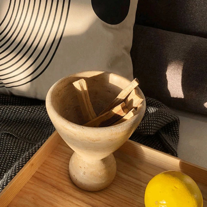 Natural Travertine Marble Incense Burner