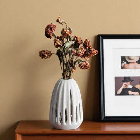Nordic Ceramic Hollow Vase – Modern Centerpiece for Home & Office