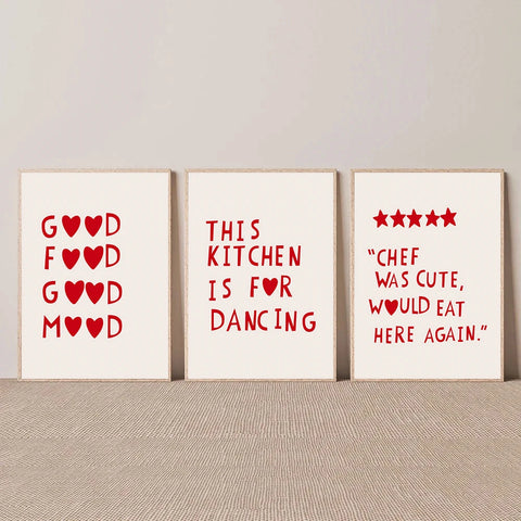 Aesthetic Red Heart Kitchen Canvas – Minimalist Wall Art