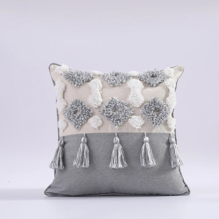 Boho Tufted Tassel Cushion Covers – Luxury Cotton Macrame Decorative Pillow Cases for Sofa, Bed & Living Room Decor