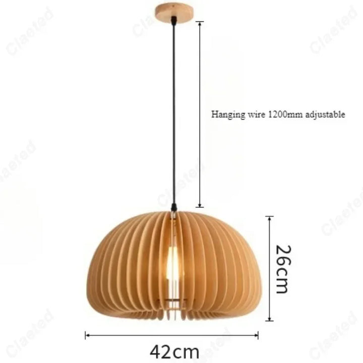 Creative Wooden LED Pendant Light – Vintage Modern Ceiling Lamp