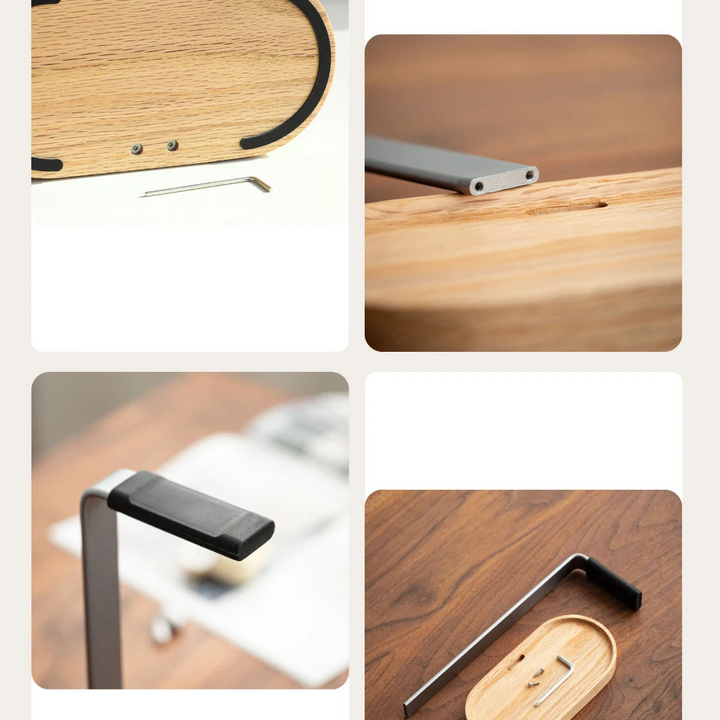 Wood and Metal Headphone Stand – Universal Desktop Holder