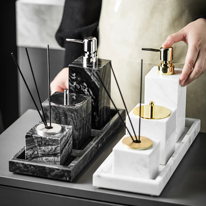 Volakas White Marble Bathroom Accessories Set