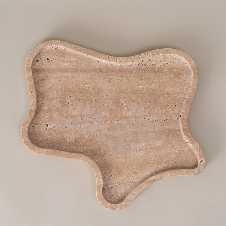 Travertine Marble Incense Burner – Beige Stone Decorative Tray