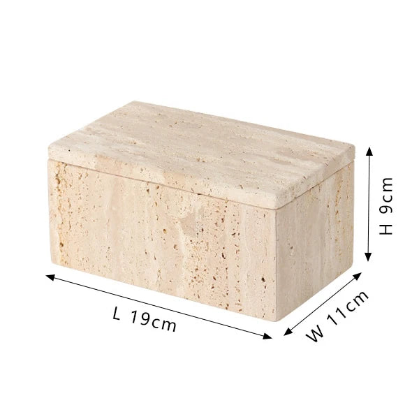 Natural Travertine Storage Jar – Marble Organizer Canister for Jewelry, Cotton Swabs, Makeup Pads & Bathroom Essentials