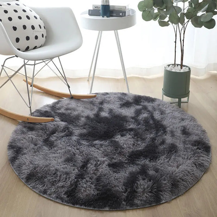 Round Plush Rug – Soft Fluffy Carpet for Living Room & Bedroom