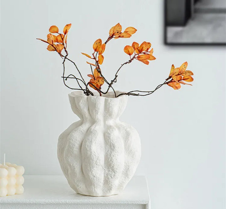Nordic White Ceramic Vase – Modern Centerpiece Decoration