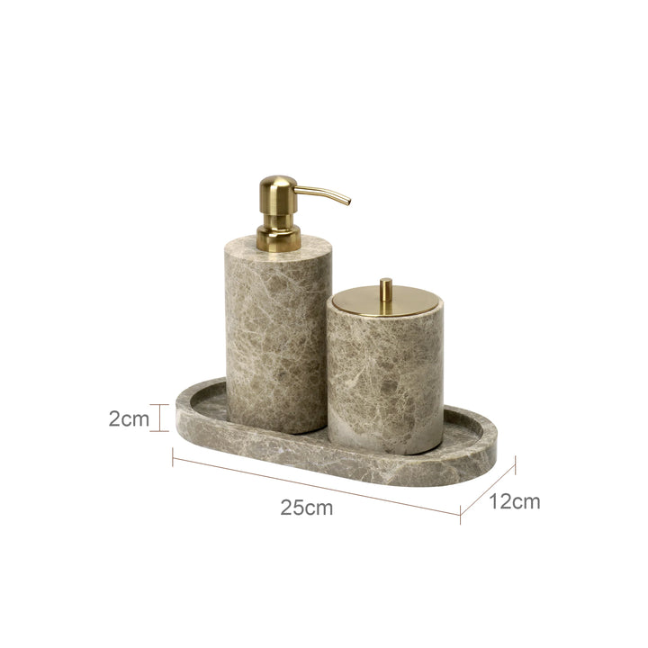 Emperador Marble Bathroom Set – Natural Stone Soap Dish & Tray