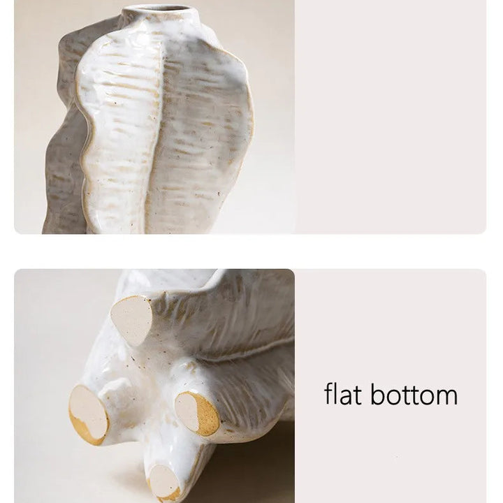 White Ceramic Vase – Modern Wabi Sabi Plant Decor