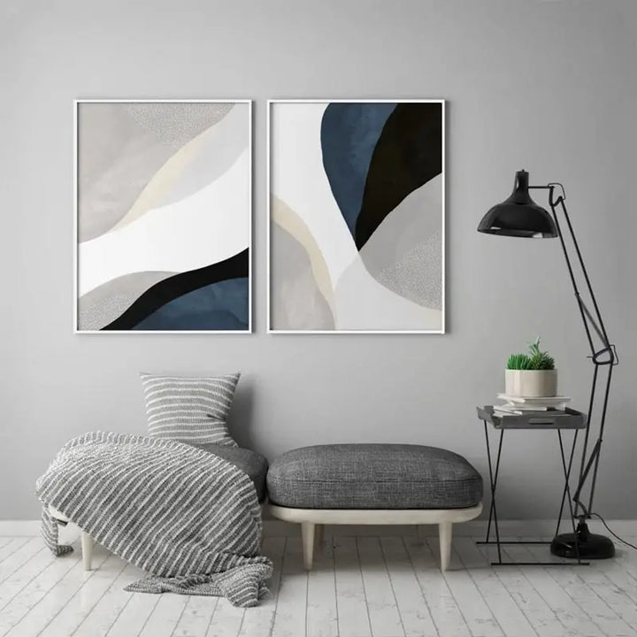 Navy Blue Abstract Canvas Print – Modern Wall Art Decor