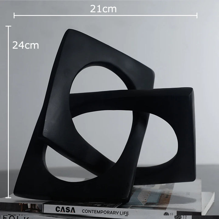 Abstract Geometric Sculpture – Modern Resin Desk Ornament