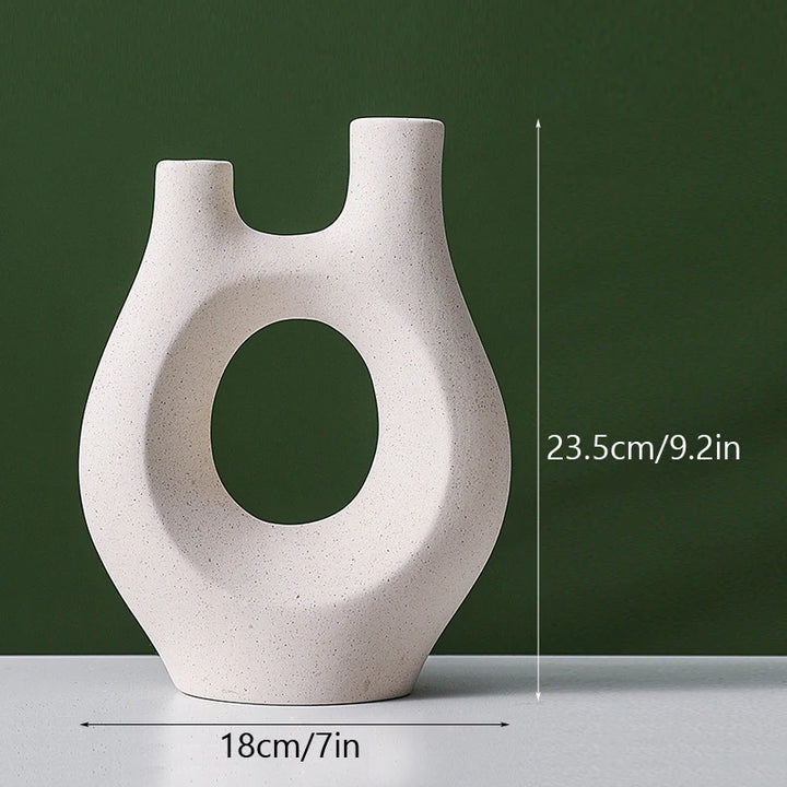 Nordic White Ceramic Vase – Modern Decorative Flower Vase with Unique Shape for Living Room, Bedroom & Home Decor