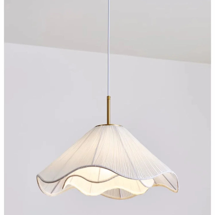 Nordic Fabric LED Chandelier – Modern White Pendant Light