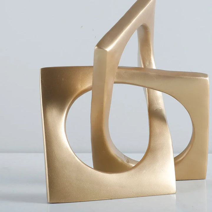 Abstract Geometric Sculpture – Modern Resin Desk Ornament