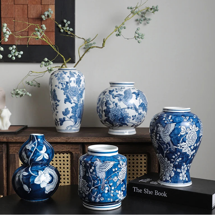 Blue and White Porcelain Vase – Classic Ceramic Table Decor
