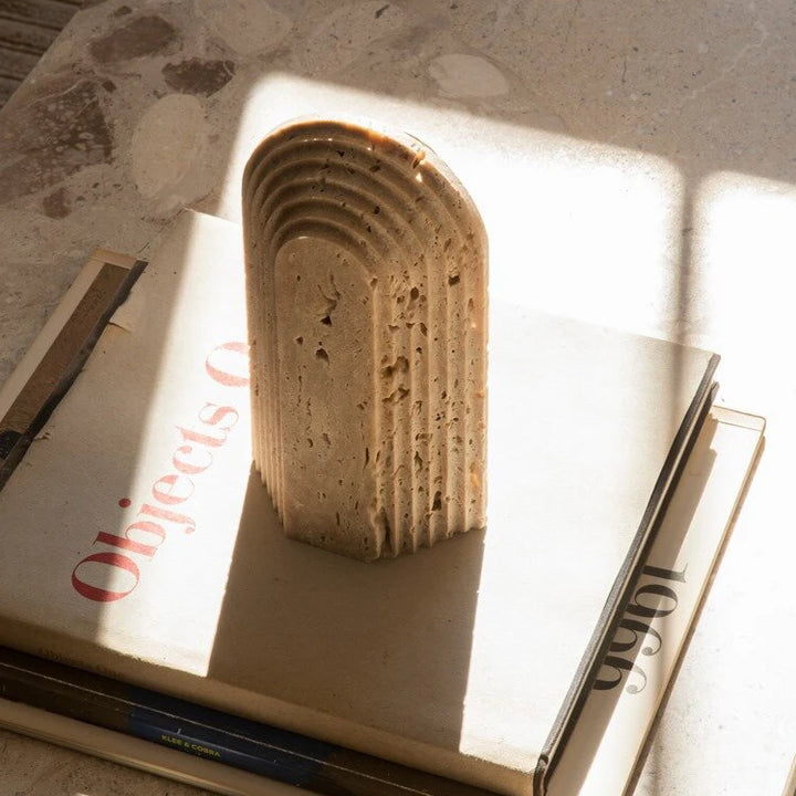 Minimalist Travertine Sculpture – Luxury Marble Home Décor