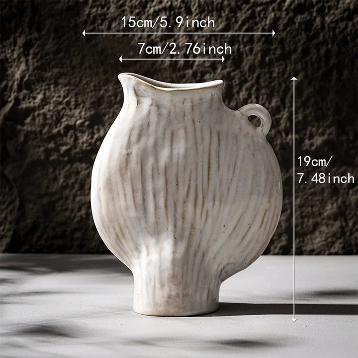 Wabi Sabi Ceramic Vase – Nordic Tabletop Home Decor