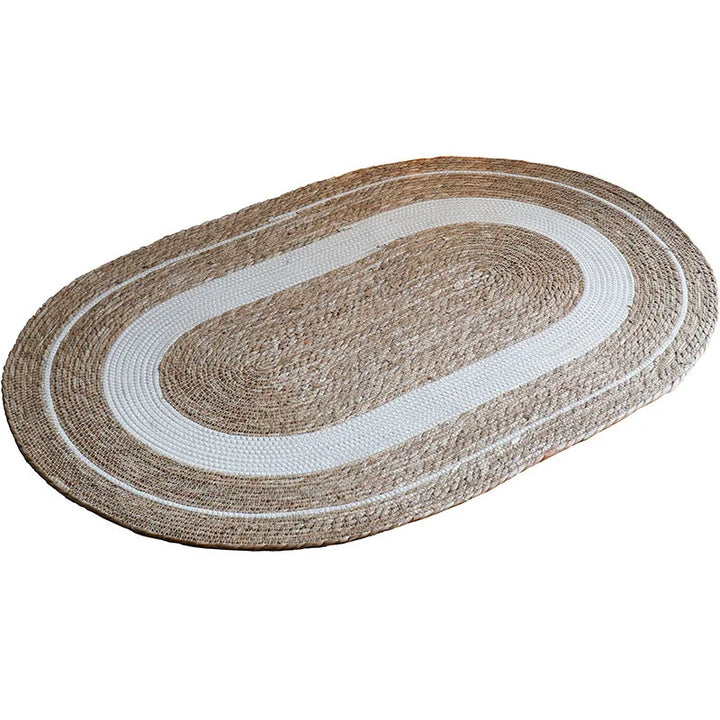 Round Woven Rattan Rug – Natural Bamboo Fiber Floor Mat