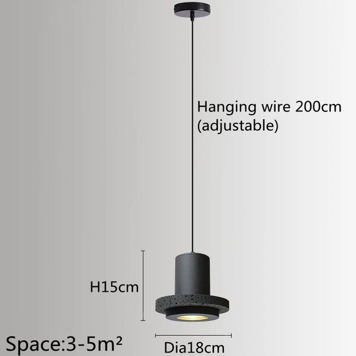 Industrial Black Stone Pendant Lamp – Nordic Retro LED Chandelier