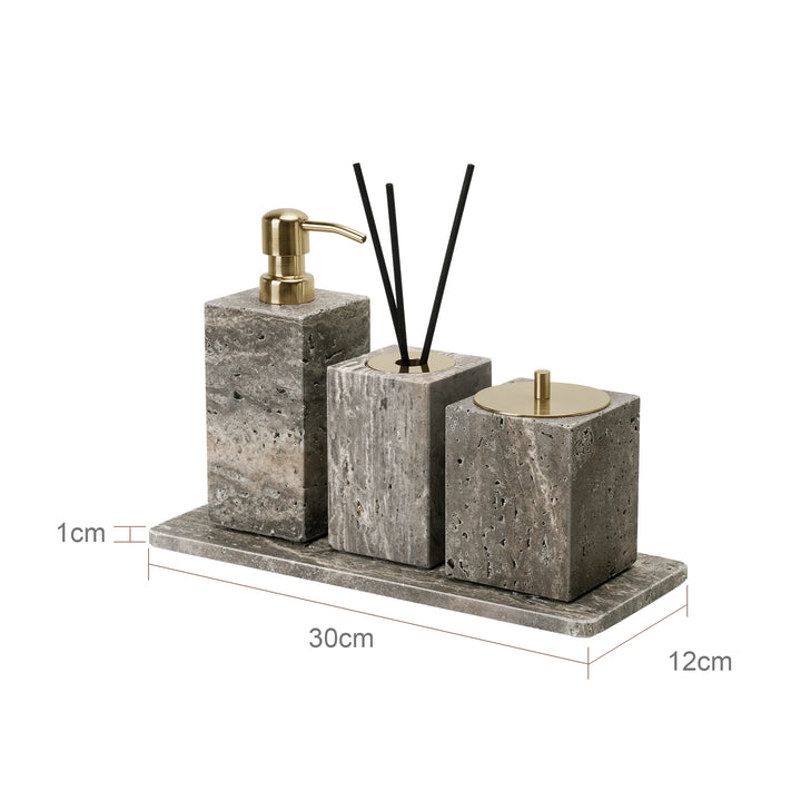 Grigio Travertine Bathroom Set – Natural Marble Accessories
