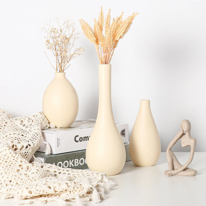Beige Porcelain Vase – Nordic Minimalist Home Decor