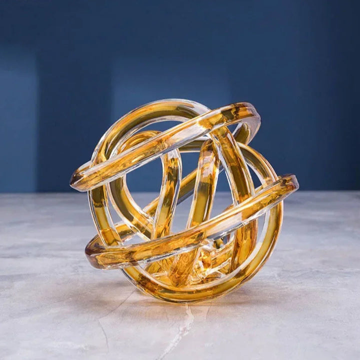 Twisted Glass Chain Sculpture – Modern Transparent Decor