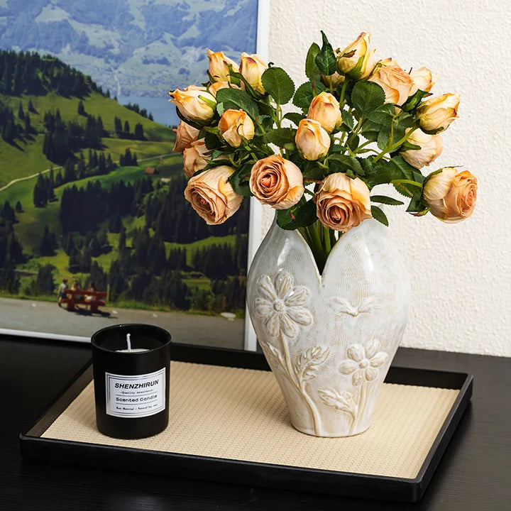 Retro Ceramic Fish Vase – Wabi Sabi Tabletop Centerpiece