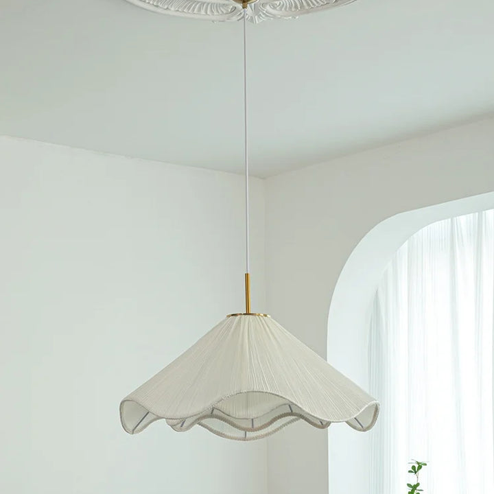 Nordic Fabric LED Chandelier – Modern White Pendant Light