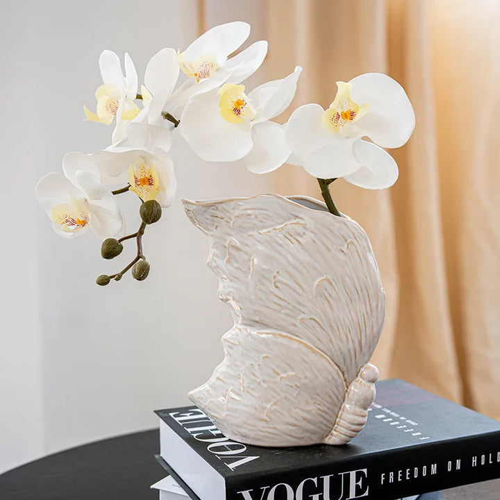 Vintage Floral Ceramic Vase – Rustic Table Centerpiece