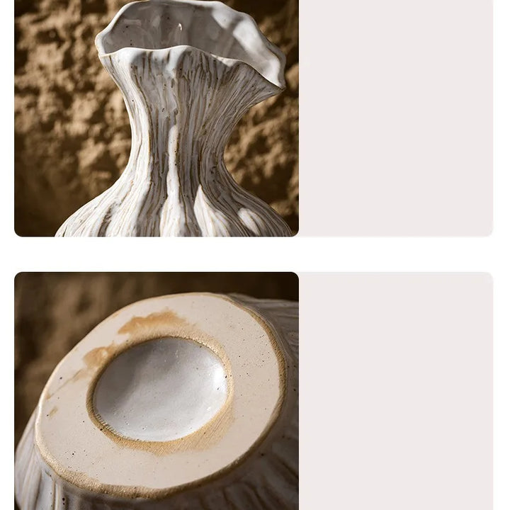 Wabi Sabi Ceramic Vase – Retro Centerpiece for Dried Flowers