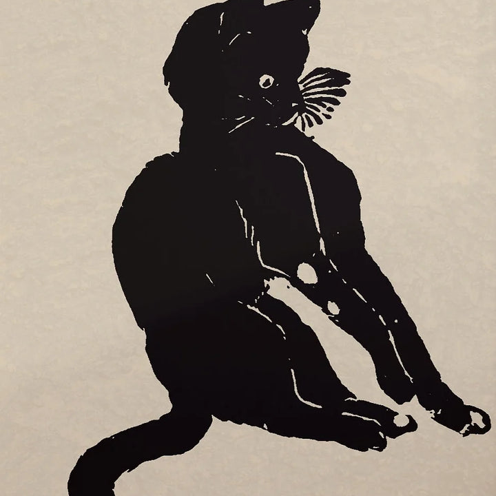 Vintage Japanese Black Cat Canvas – Animal Wall Art
