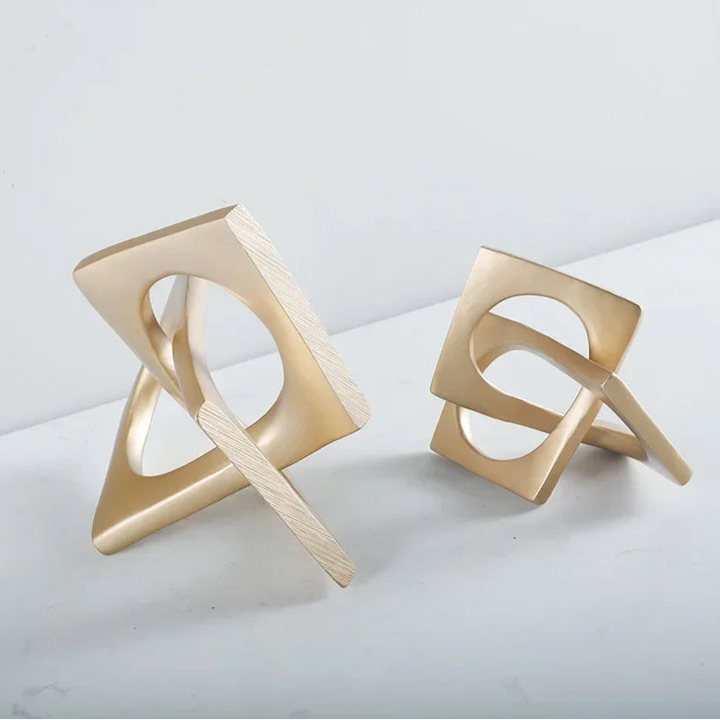 Abstract Geometric Sculpture – Modern Resin Desk Ornament