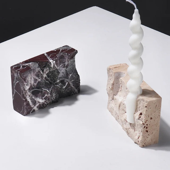 Natural Marble Candle Holder – Vintage Travertine Candlestick