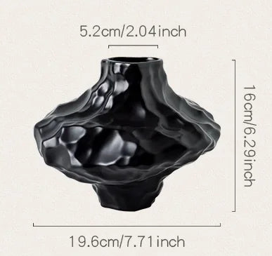 Geometric Stone Pattern Ceramic Vase – Modern Rockery-Style Decorative Flower Pot for Home & Tabletop