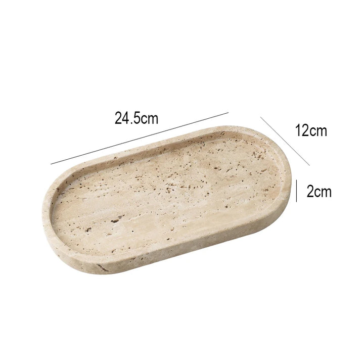 Travertine Stone Vanity Tray – Luxury Marble Organizer for Bathroom, Kitchen, Jewelry & Perfume Display