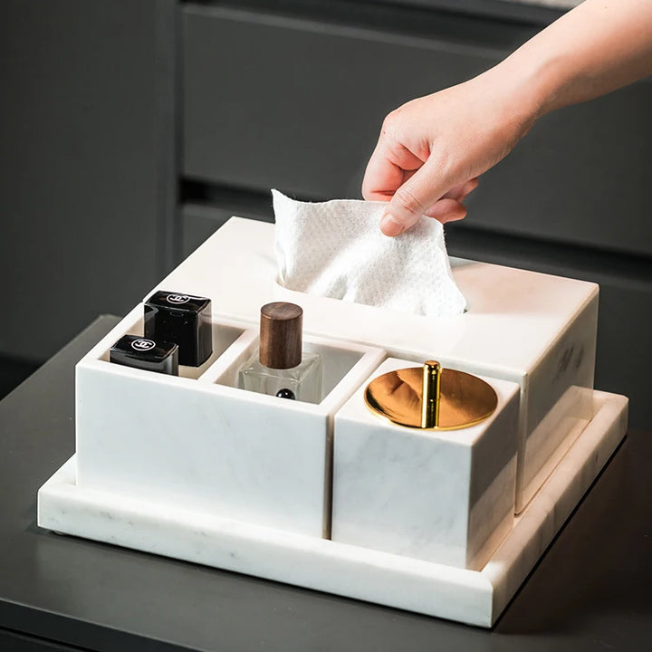 Volakas White Marble Bathroom Accessories Set