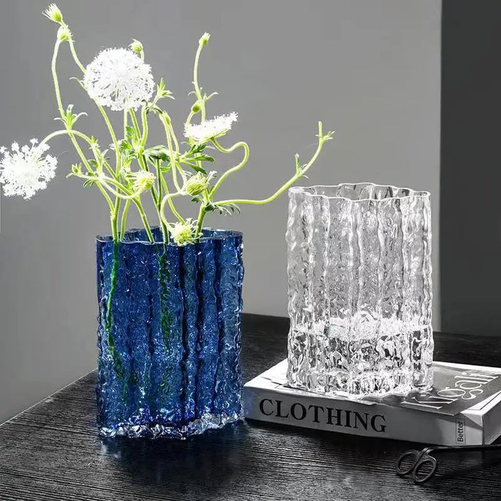 Creative Glacier Glass Vase – Modern Transparent Decor