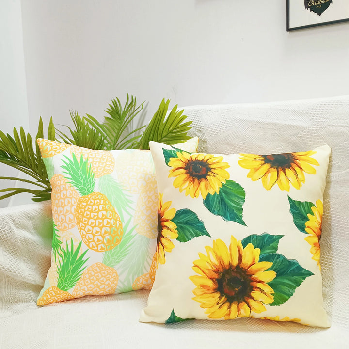 Splash-Proof Outdoor Pillow Cover – Blue Leaf Print