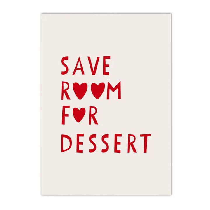Red Heart Kitchen Quote Poster – Minimalist Nordic Canvas Print for Cooking Area, Dining Room & Restaurant Wall Art Decor