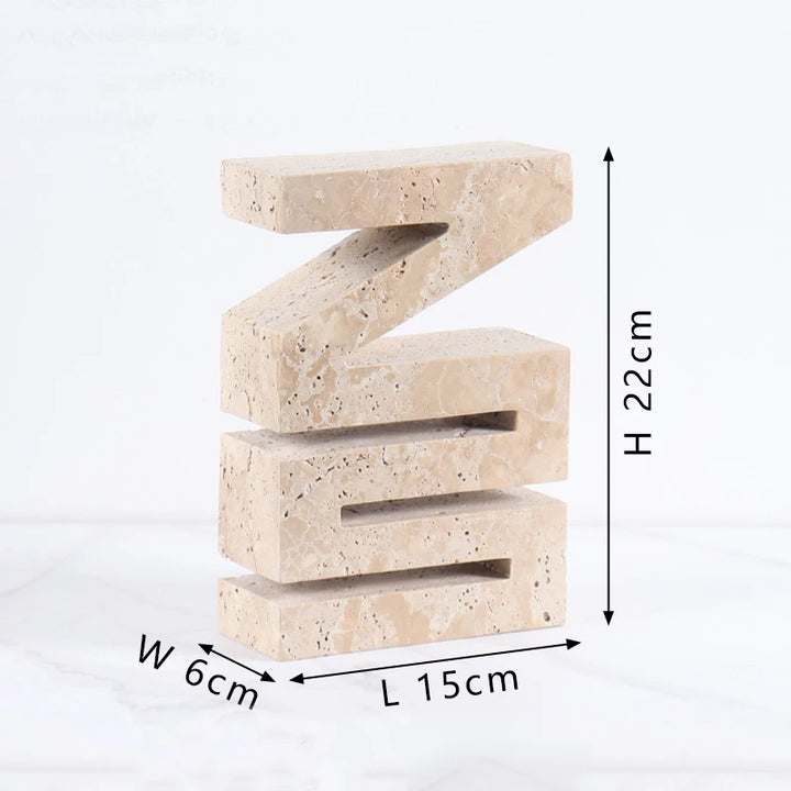 Minimalist Travertine Stone Sculpture – Luxury Natural Marble Ornament for Coffee Table, Shelf, Entryway, or Living Room Decor