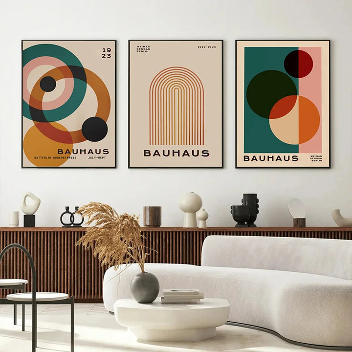Vintage Bauhaus Geometric Canvas Print – Modern Wall Art