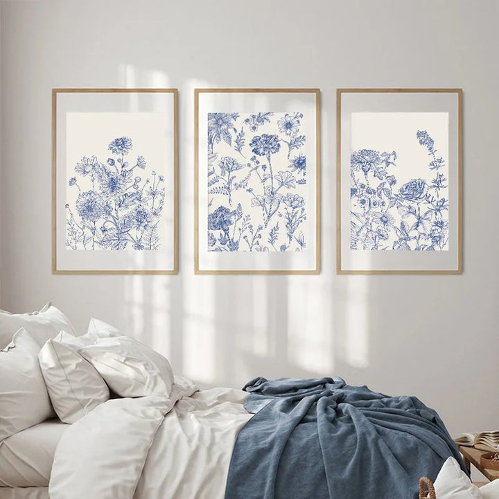 Blue Botanical Abstract Canvas Print – Minimalist Wall Art