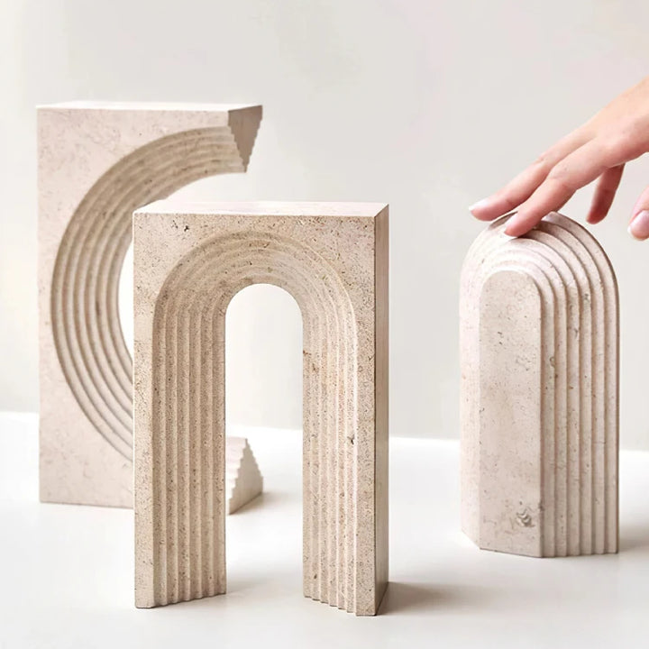 Archway Travertine Sculpture – Luxury Marble Home Décor