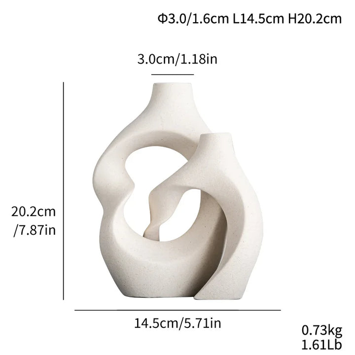 Boho Ceramic Vases Set – Hollow Nordic Tabletop Decor
