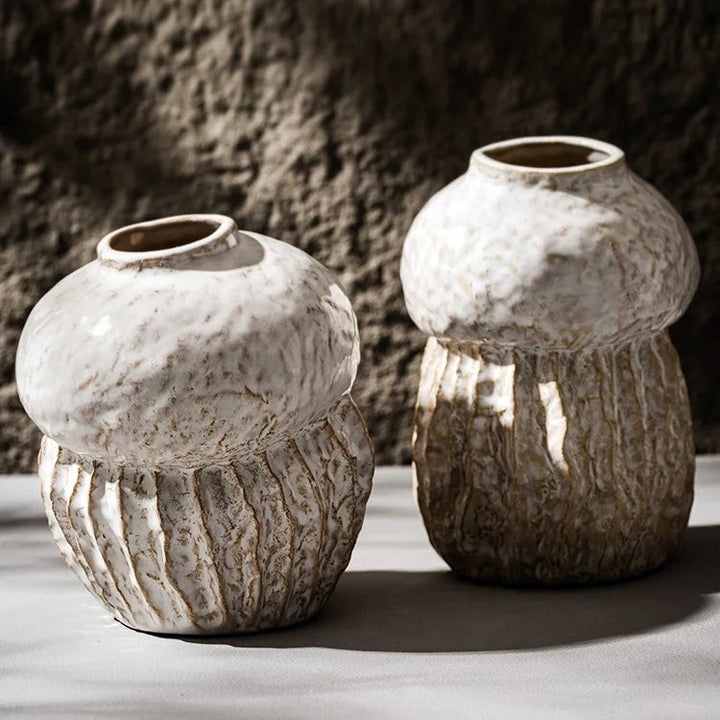 Gourd-Shaped Ceramic Vase – Nordic Boho Table Decor