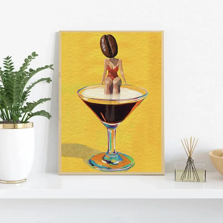 Cocktail Party Poster – Fun Canvas Wall Art with Martini, Margarita & Wine Theme | Retro Bar, Kitchen & Club Decor