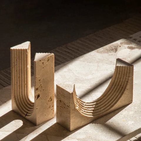 Minimalist Travertine Sculpture – Luxury Marble Home Décor