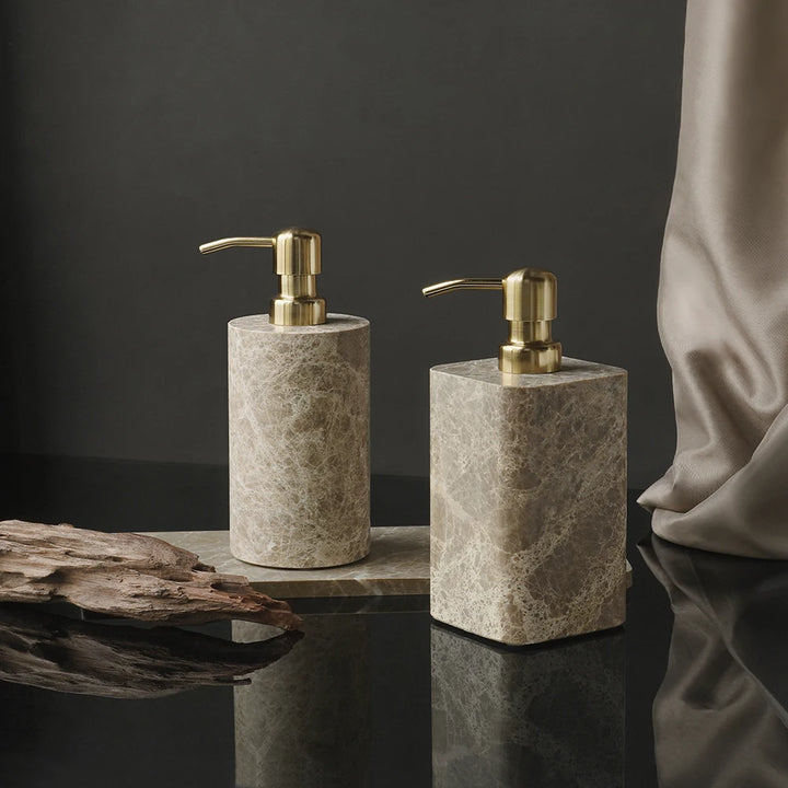 Emperador Marble Bathroom Set – Natural Stone Soap Dish & Tray